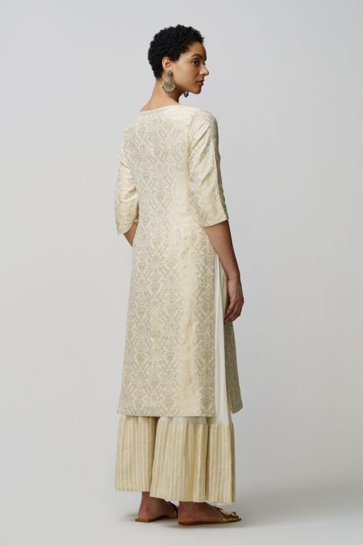 MIRA' SHARARA SET MOONGA TUSSAR IVORY & GOLD