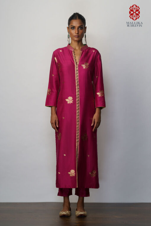 Kurta silk kadhuan buti magenta