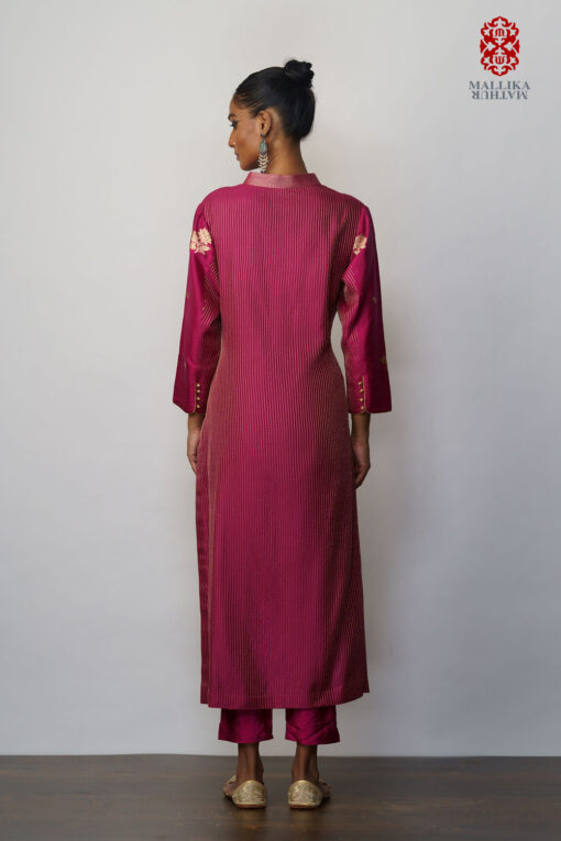 Kurta silk kadhuan buti magenta