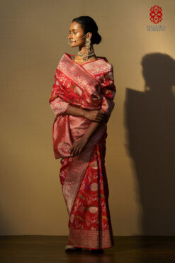 Sari silk shikarga red multi mina kadhuan