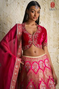 ‘Varya’ Rani pink silk georgette Kalidar lehenga