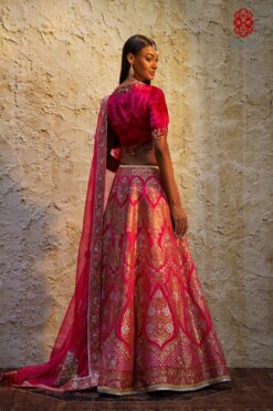 ‘Varya’ Rani pink silk georgette Kalidar lehenga