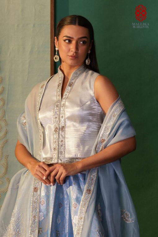 'Fatuhi' silver zari waistcoat