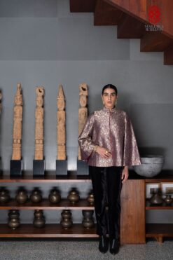 Shikargha silk brocade cape