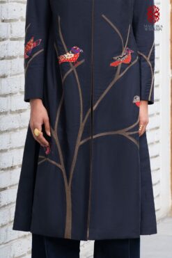 'Parinda' midnight blue applique embroidery