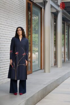 'Parinda' midnight blue applique embroidery