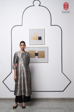 'Ragini’ black brocade tunic munga tussar