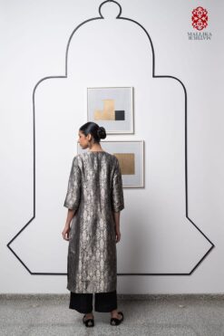 'Ragini’ black brocade tunic munga tussar