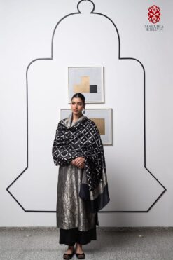 'Ragini’ black brocade tunic munga tussar