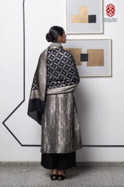 'Ragini’ black brocade tunic munga tussar