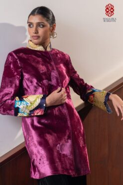 ‘Tashi’ plam silk velvet jacket