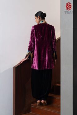 ‘Tashi’ plam silk velvet jacket